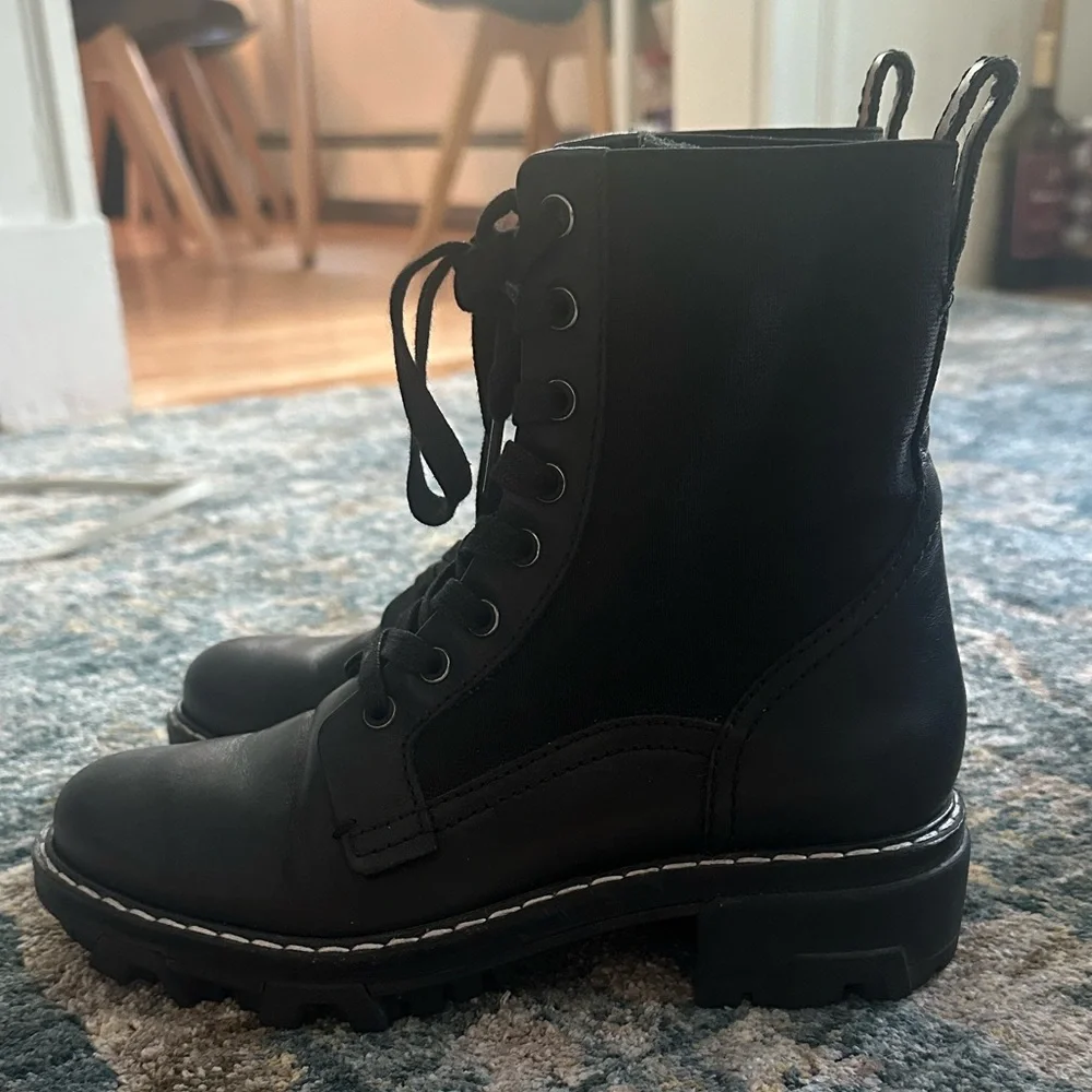 Rag & Bone Black Lace Up Combat Boots - Picture 1 of 6